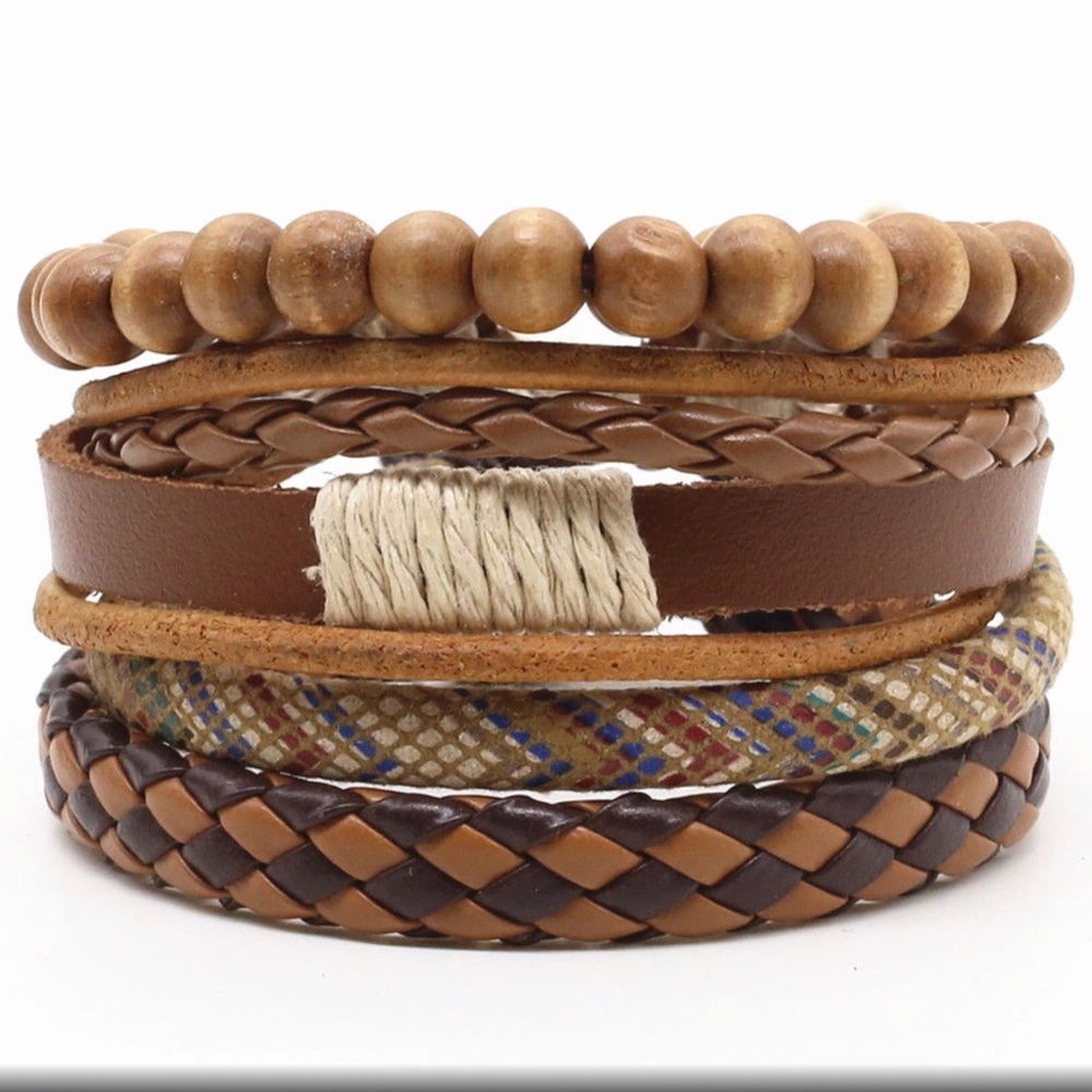 4 Piece Assorted Weave Punk Vintage Cuff Bracelet